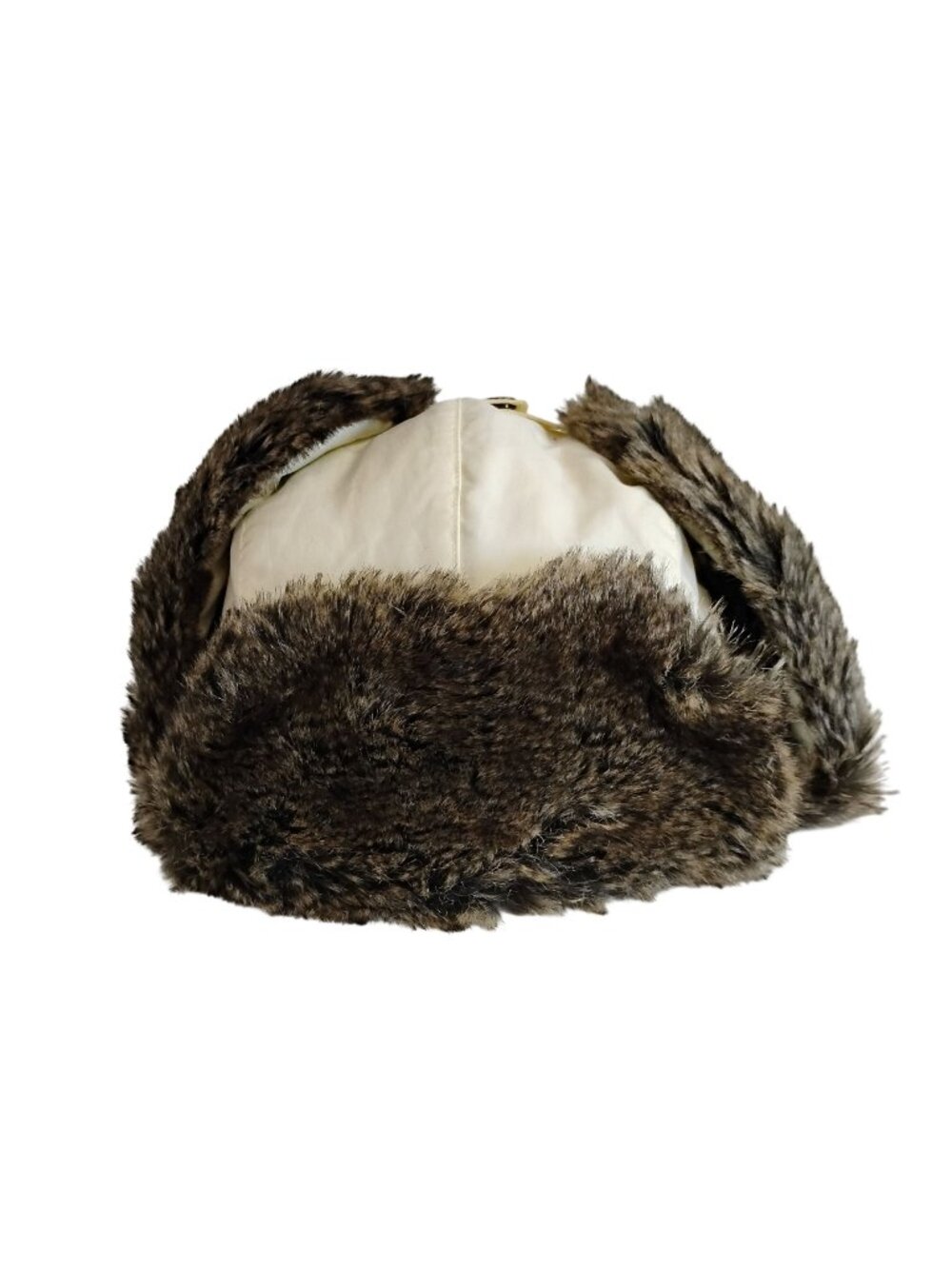 Eddie Bauer Faux Fur-Lined Trapper Hat Nylon Shell One Size Brown & Cream